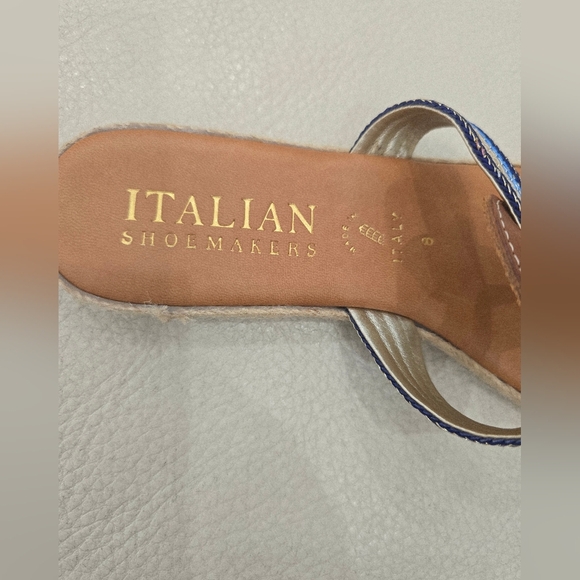 Italian Shoemakers Brown Blue Thong Sandals Leather Flats Size 8 - Picture 5 of 5